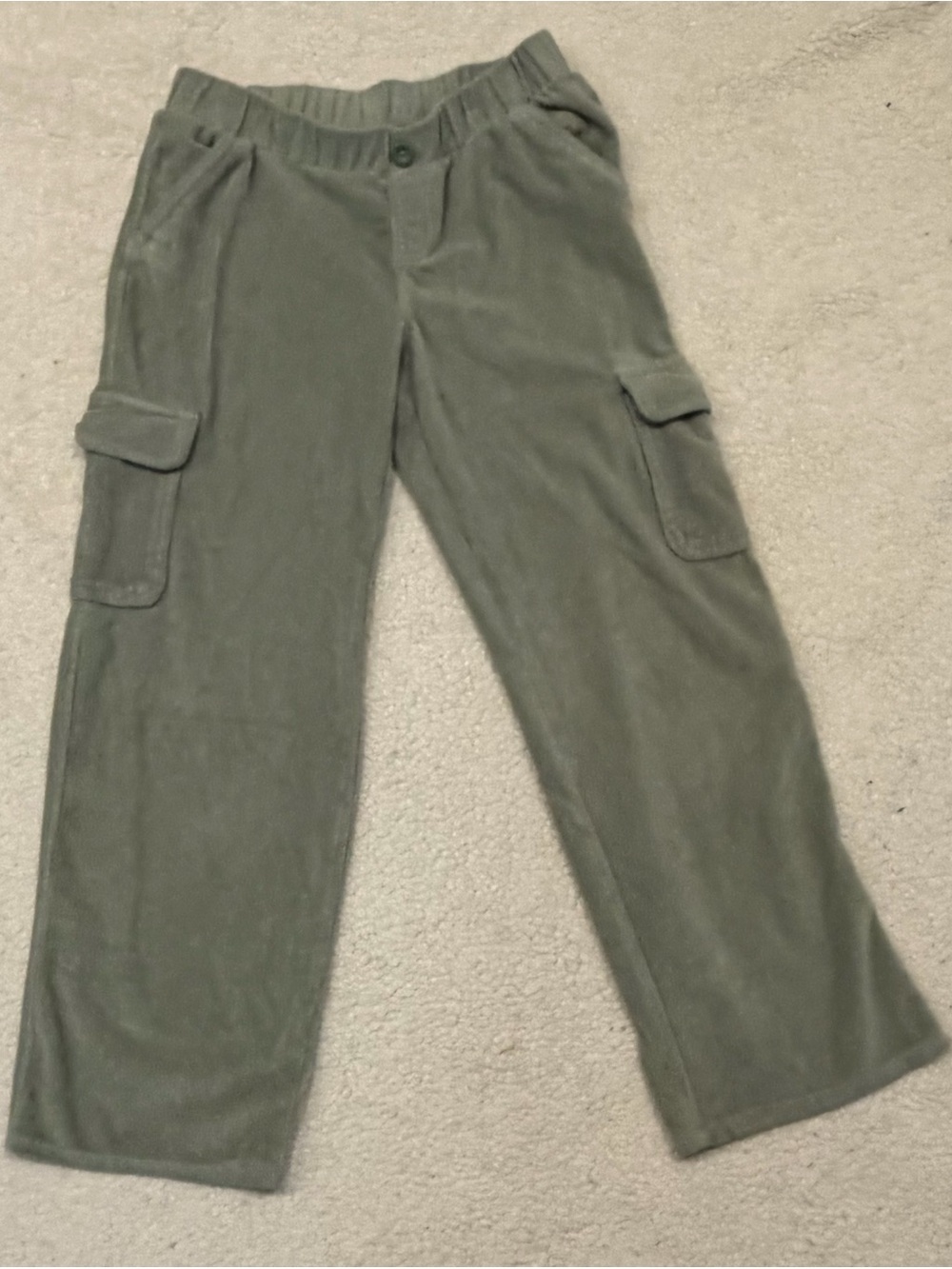 Cat & Jack Sage Green Velour Cargo Pants